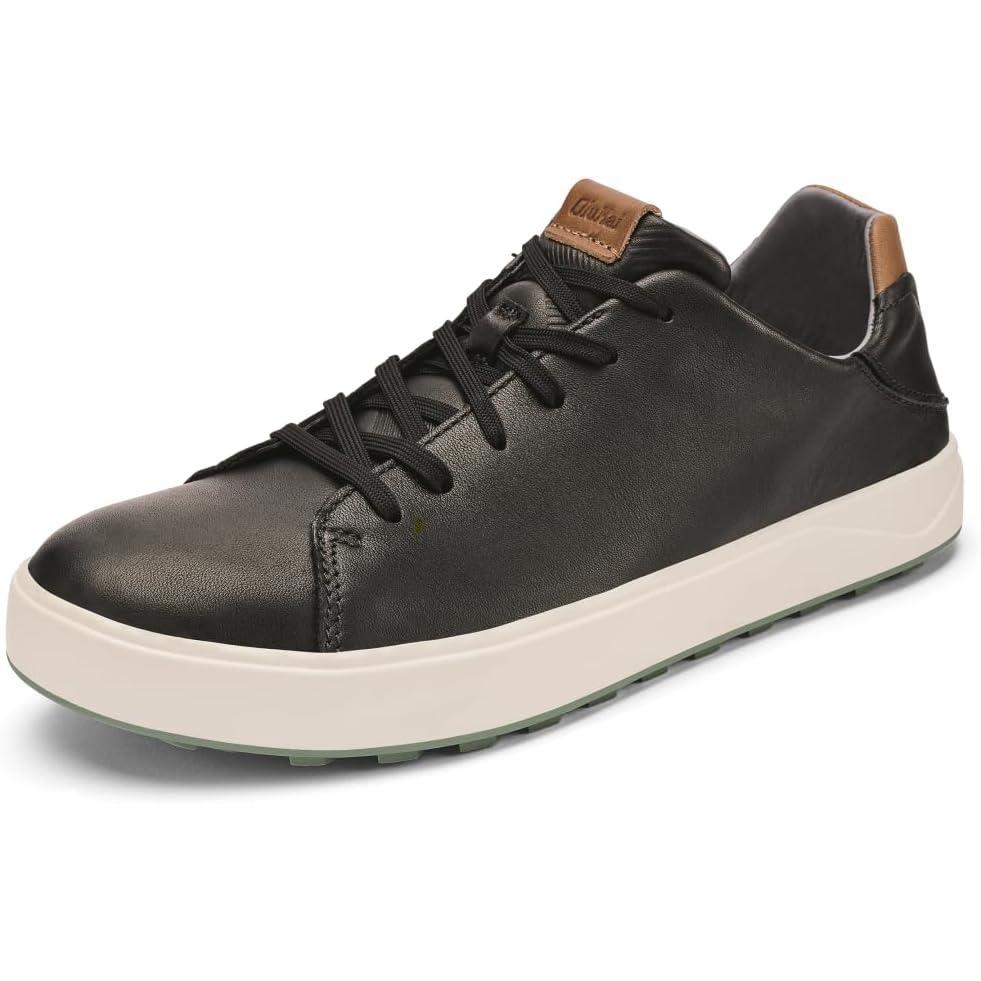 image:imageOLUKAI Waialae Mens Golf Shoes Spikeless Golf Shoes Supple FullGrain Leather amp Contoured Footbed Waterproof amp StainResistantBlackBlack