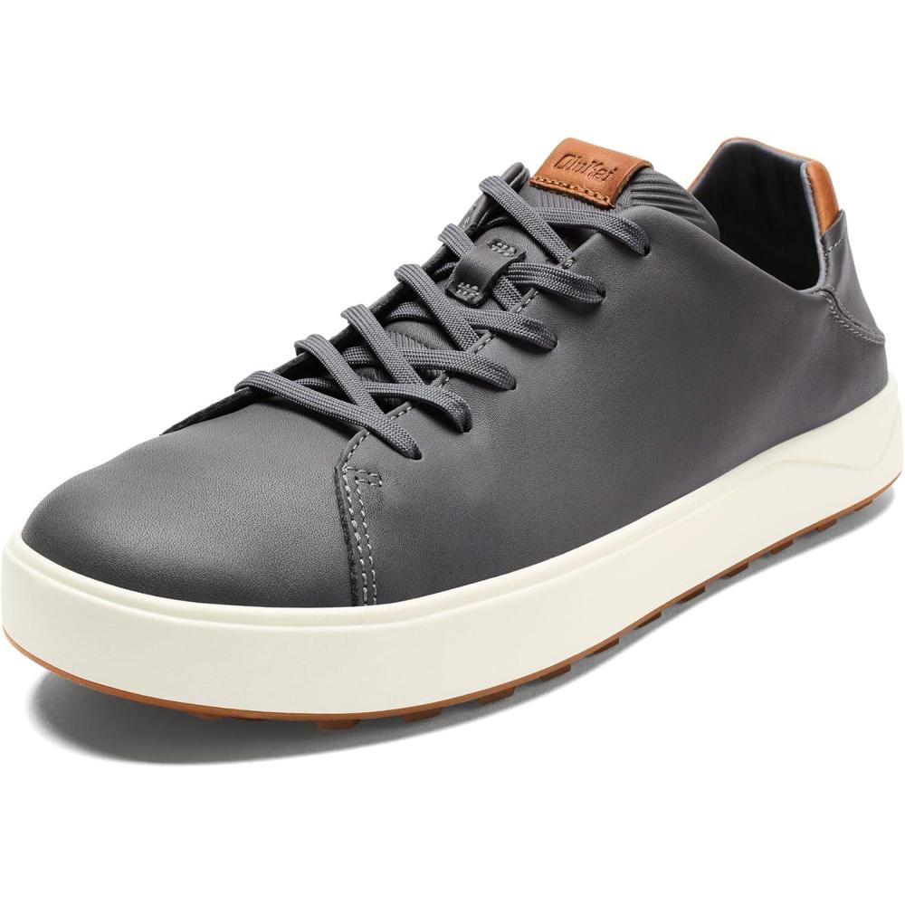 image:imageOLUKAI Waialae Mens Golf Shoes Spikeless Golf Shoes Supple FullGrain Leather amp Contoured Footbed Waterproof amp StainResistantStoneStone