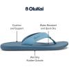 OLUKAI Ki’i Men’s Beach Sandals, Quick-Dry Flip-Flop Slides, Water Resistant & Lightweight, Compression Molded Footbed & Ultra-Soft Comfort Fit(Blissful Blue/Blue Fog)