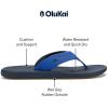 OLUKAI Ki’i Men’s Beach Sandals, Quick-Dry Flip-Flop Slides, Water Resistant & Lightweight, Compression Molded Footbed & Ultra-Soft Comfort Fit(Blossom/Mood Indigo)