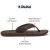 OLUKAI Ki’i Men’s Beach Sandals, Quick-Dry Flip-Flop Slides, Water Resistant & Lightweight, Compression Molded Footbed & Ultra-Soft Comfort Fit(Dark Java/Dark Java)