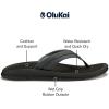 OLUKAI Men’s Akeu Beach Sandals, Water-Resistant Flip-Flops for Casual Wear, Wet Grip Rubber Outsole, All-Day Comfort & Arch Support(Black/Black)
