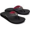 OLUKAI Ulele Men’s Beach Sandals, Water Resistant Flip Flops, Arch Support & Comfort Fit, Lightweight & Durable, Enhanced Grip & Traction(Black/Hla)