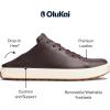 OLUKAI Wai’alae Men’s Golf Shoes, Spikeless Golf Shoes, Supple Full-Grain Leather & Contoured Footbed, Waterproof & Stain-Resistant(Dk Wood/Dk Wood)