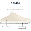 OLUKAI Wai’alae Men’s Golf Shoes, Spikeless Golf Shoes, Supple Full-Grain Leather & Contoured Footbed, Waterproof & Stain-Resistant(White Sand/Blue Pearl)