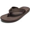 OLUKAI Ki’i Men’s Beach Sandals, Quick-Dry Flip-Flop Slides, Water Resistant & Lightweight, Compression Molded Footbed & Ultra-Soft Comfort Fit(Dark Java/Dark Java)
