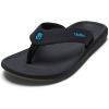OLUKAI Ki’i Men’s Beach Sandals, Quick-Dry Flip-Flop Slides, Water Resistant & Lightweight, Compression Molded Footbed & Ultra-Soft Comfort Fit(Lava Rock/Bold Blue)