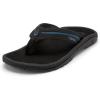 OLUKAI Ohana Palua Men’s Water Friendly Sandals, Everyday Flip Flops, Arch Support & Comfort Fit, Lightweight & Durable, Enhanced Grip & Traction(Black/Slate Blue)