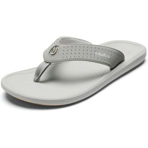 OLUKAI Ki’i Men’s Beach Sandals, Quick-Dry Flip-Flop Slides, Water Resistant & Lightweight, Compression Molded Footbed & Ultra-Soft Comfort Fit(Ash/Sterling)
