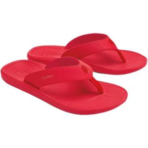 OLUKAI Ki’i Men’s Beach Sandals, Quick-Dry Flip-Flop Slides, Water Resistant & Lightweight, Compression Molded Footbed & Ultra-Soft Comfort Fit(Bright Red/Red Lava)