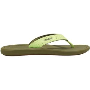 OLUKAI Ki’i Men’s Beach Sandals, Quick-Dry Flip-Flop Slides, Water Resistant & Lightweight, Compression Molded Footbed & Ultra-Soft Comfort Fit(Sprout/Desert Moss)