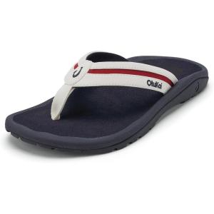 OLUKAI Ohana Palua Men’s Water Friendly Sandals, Everyday Flip Flops, Arch Support & Comfort Fit, Lightweight & Durable, Enhanced Grip & Traction(Bright White/Ame)