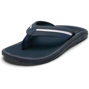 OLUKAI Ohana Palua Men’s Water Friendly Sandals, Everyday Flip Flops, Arch Support & Comfort Fit, Lightweight & Durable, Enhanced Grip & Traction(Mood Indigo/Pale Ocean)