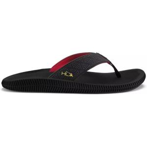 OLUKAI Ulele Men’s Beach Sandals, Water Resistant Flip Flops, Arch Support & Comfort Fit, Lightweight & Durable, Enhanced Grip & Traction(Black/Hla)
