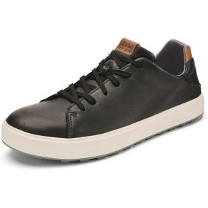 OLUKAI Wai’alae Men’s Golf Shoes, Spikeless Golf Shoes, Supple Full-Grain Leather & Contoured Footbed, Waterproof & Stain-Resistant(Black/Black)