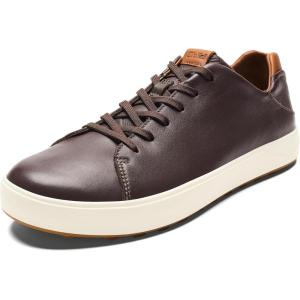 OLUKAI Wai’alae Men’s Golf Shoes, Spikeless Golf Shoes, Supple Full-Grain Leather & Contoured Footbed, Waterproof & Stain-Resistant(Dk Wood/Dk Wood)