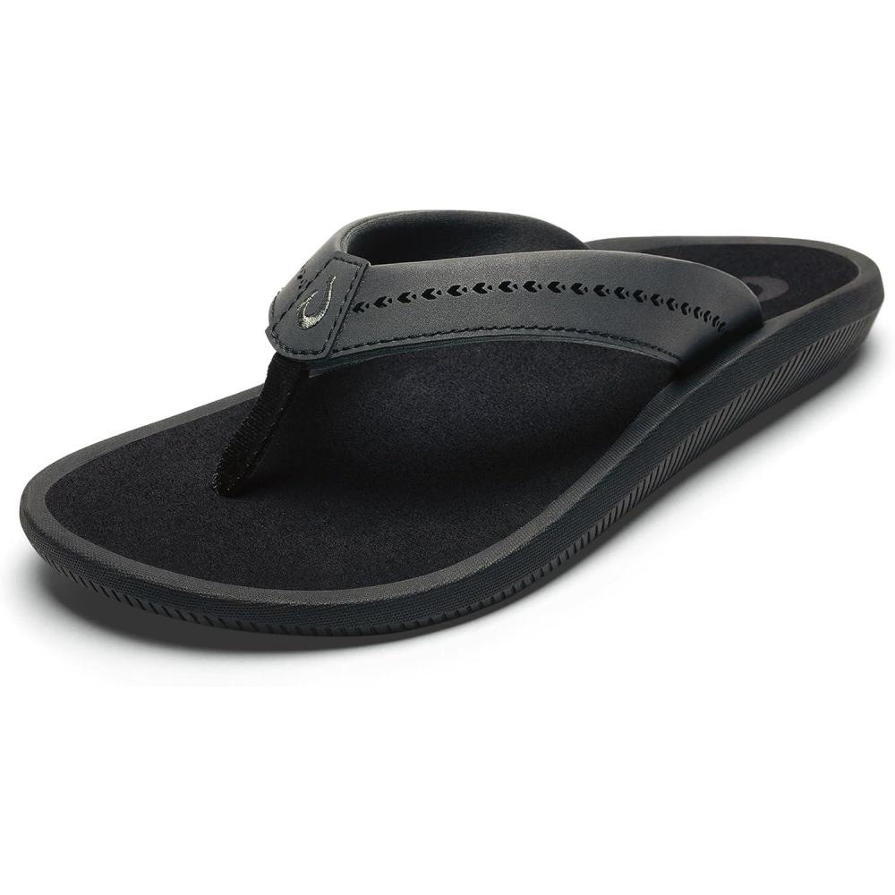 image:imageOLUKAI Ulele Womens Beach Sandals WaterResistant FlipFlops Arch Support amp Comfort Fit Lightweight With Enhanced Grip amp TractionBlackBlack