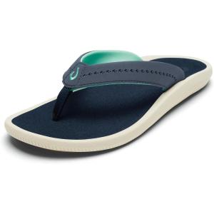 OLUKAI Ulele Women’s Beach Sandals, Water-Resistant Flip-Flops, Arch Support & Comfort Fit, Lightweight With Enhanced Grip & Traction(Trench Blue/Trench Blue)