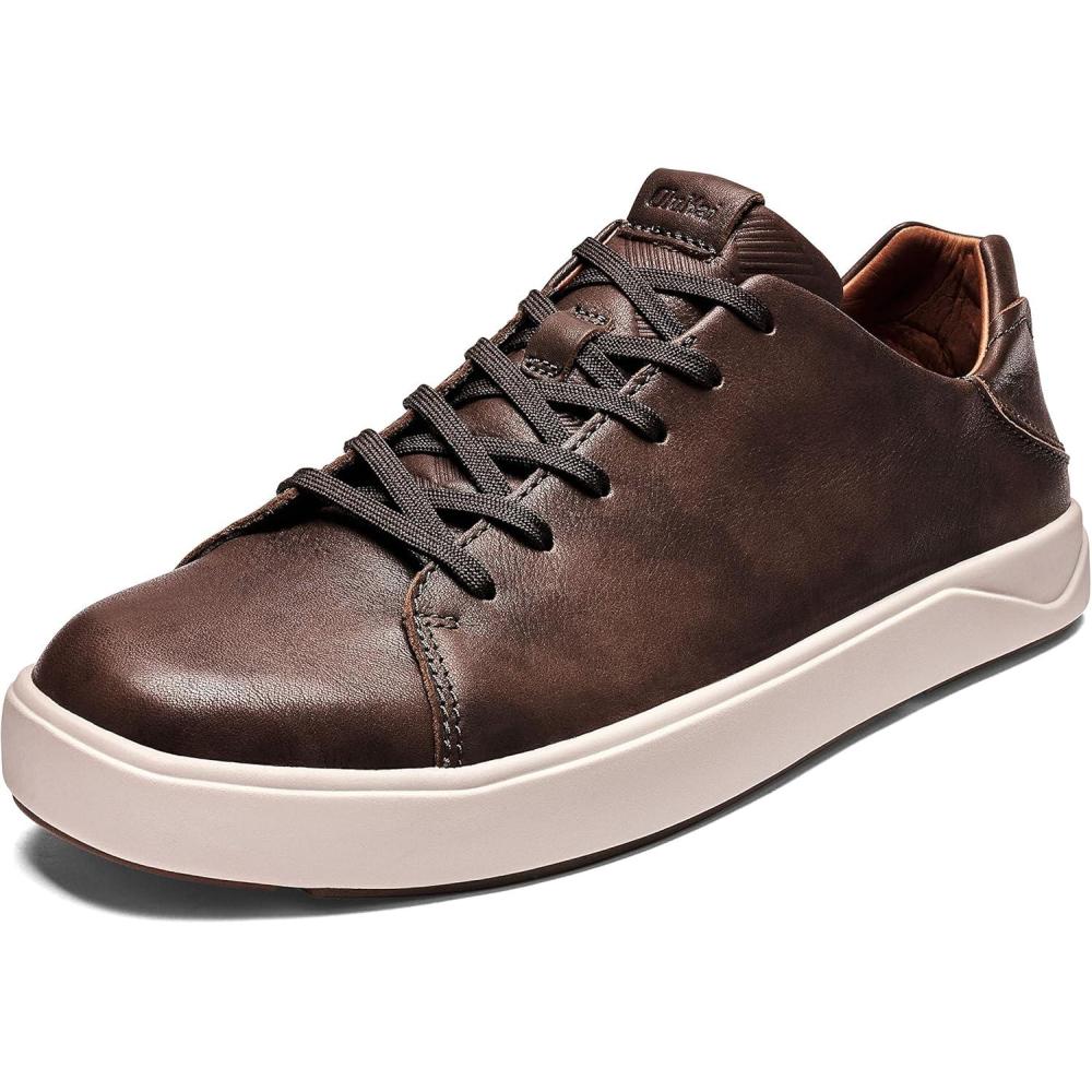 image:imageOLUKAI Laeahi Li Ili Mens Waterproof Leather Sneaker Versatile amp Casual Everyday Shoe AllDay Comfort amp Support Enhanced Grip amp TractionDk WoodDk Wood