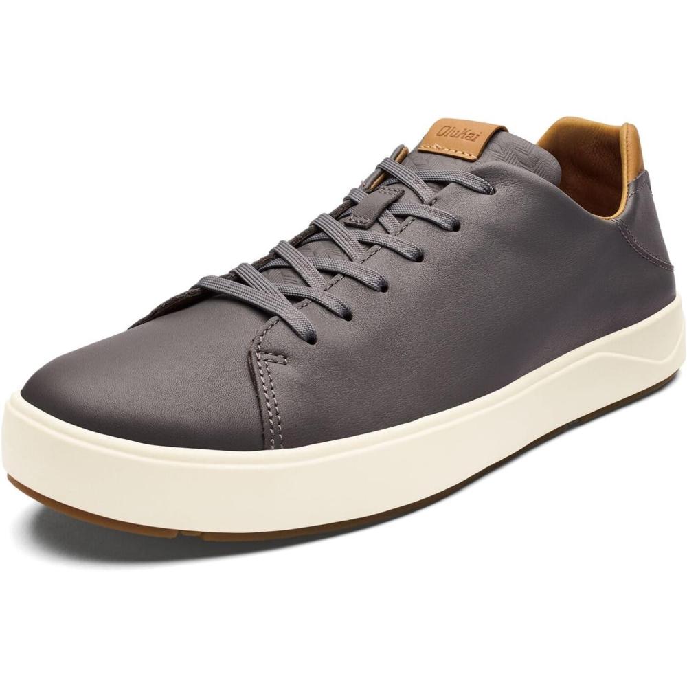 image:imageOLUKAI Laeahi Li Ili Mens Waterproof Leather Sneaker Versatile amp Casual Everyday Shoe AllDay Comfort amp Support Enhanced Grip amp TractionStoneStone