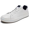 OLUKAI Lae’ahi Li ‘Ili Men’s Waterproof Leather Sneaker, Versatile & Casual Everyday Shoe, All-Day Comfort & Support, Enhanced Grip & Traction(Bright White/Trench Blue)