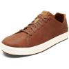 OLUKAI Lae’ahi Li ‘Ili Men’s Waterproof Leather Sneaker, Versatile & Casual Everyday Shoe, All-Day Comfort & Support, Enhanced Grip & Traction(Fox/Fox)