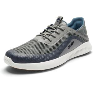 OLUKAI Kialoa Men’s Water Friendly Slip-On Sneakers, Breathable Walking Shoes with Wet Grip, Lightweight & Comfortable Casual Shoe for Everyday(Charcoal/Sharkskin)