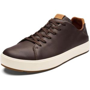 OLUKAI Lae’ahi Li ‘Ili Men’s Waterproof Leather Sneaker, Versatile & Casual Everyday Shoe, All-Day Comfort & Support, Enhanced Grip & Traction(Dk Java/Dk Java)