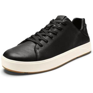 OLUKAI Lae’ahi Li ‘Ili Men’s Waterproof Leather Sneaker, Versatile & Casual Everyday Shoe, All-Day Comfort & Support, Enhanced Grip & Traction(Onyx/Onyx)