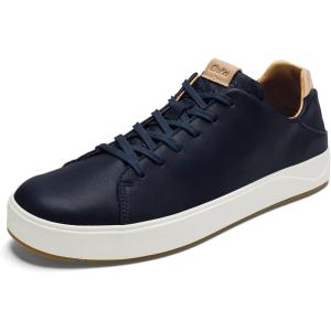 OLUKAI Lae’ahi Li ‘Ili Men’s Waterproof Leather Sneaker, Versatile & Casual Everyday Shoe, All-Day Comfort & Support, Enhanced Grip & Traction(Trench Blue/Trench Blue)