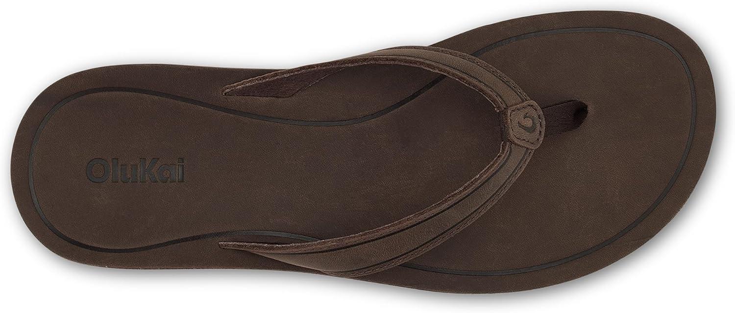 image:imageOLUKAI Southshore Womens Everyday Leather Sandals FullGrain Leather NonMarking Rubber Traction Pads amp Compression Molded FootbedDark JavaDark Java