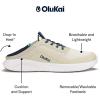 OLUKAI Kialoa Women’s Water Friendly Slip-On Sneakers, Breathable Walking Shoes with Wet Grip, Lightweight & Comfortable Casual Shoe for Everyday(White Sand/Bright White)