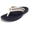 OLUKAI Ohana Palua Women’s Beach Sandals, Water Resistant Flip Flops, Arch Support & Comfort Fit, Lightweight & Durable, Enhanced Grip & Traction, White Sand/Americana, 9(White Sand/Americana)
